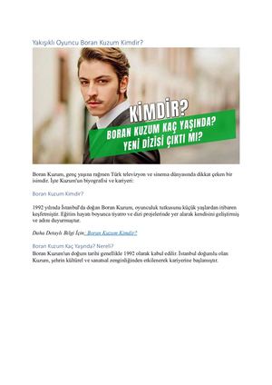 Yakışıklı Oyuncu Boran Kuzum Kimdir
