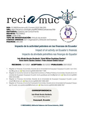 Economia y finanzas del sector petrolero en Ecuador