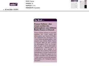 Le Vrai Métier Des Philosophes. Nassim El Kabli / France Culture - Fayard