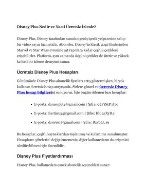 ÜCretsiz Disney Plus Hesabı 2024