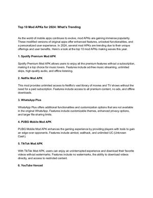Top 10 Mod APKs for 2024: What’s Trending