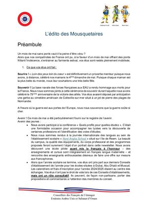 L'édito Des Mousquetaires Juin 2024