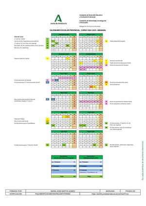Calendario Escolar Granada 2425