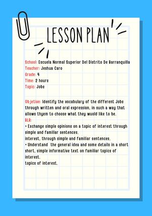 Lesson Plan Jobs Jeshua Caro