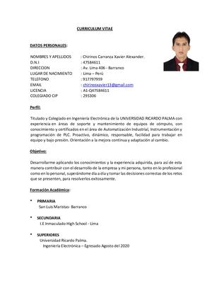 Cv Chirinos Carranza Xavier