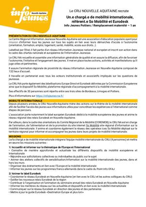 Offre De Poste Mobilite Internationale Poitiers 06 2024