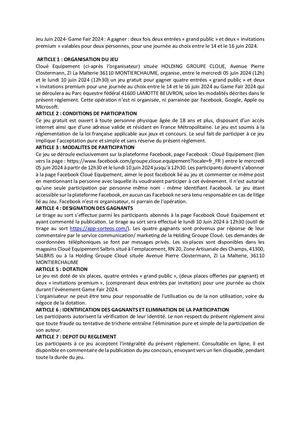 Règlement Jeu Concours Game Fair 2024
