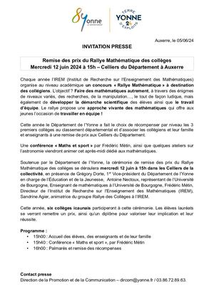 Remise des prix du Rallye Mathématique des collèges