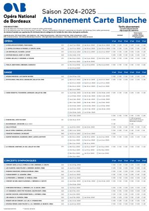 FORMULAIRE ABONNEMENT CARTE BLANCHE 24/25