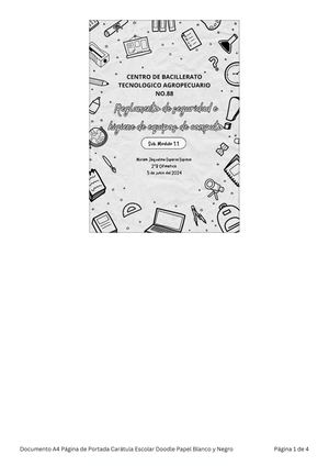 Documento A4 Página De Portada Carátula Escolar Doodle Papel Blanco Y Negro