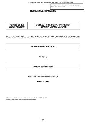 CA 2023 GRAND CAHORS - ASSAINISSEMENT