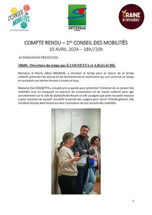Compte Rendu Conseil des Mobilités #1 10 avril 2024