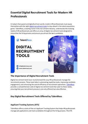 Essential Digital Recruitment Tools For Modern Hr Professionals
