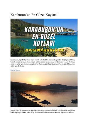Karaburun En Güzel Koyları