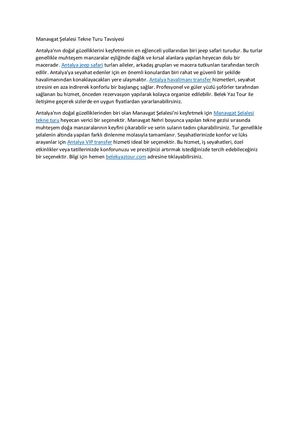 Manavgat Selalesi Tekne Turu Tavsiyesi