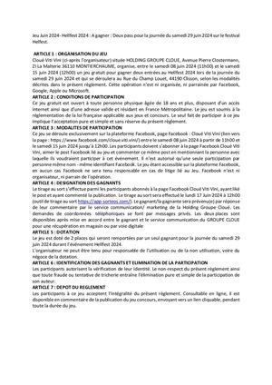 Reglement Jeu Concours Hellfest 2024 - CVV