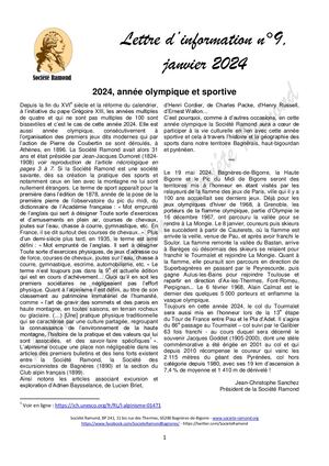 Lettre Info Société Ramond n° 9 Janvier 2024 V2
