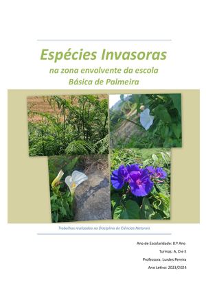 Espécies Invasoras na zona envolvente da Escola Básica de Palmeira