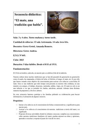 Secuencia Didàctica El Mate, Una Tradiciòn Que Habla Docx