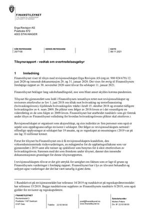 Overtredelsesgebyr til Erga Revisjon for brudd på hvitvaskingsloven