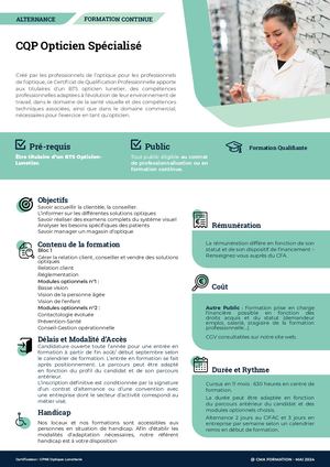 CQP Opticien Spécialisé