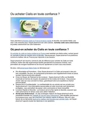 Ou Acheter Cialis En Toute Confiance ?