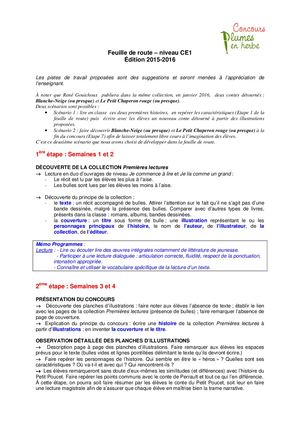 Feuille de route Petit Poucet