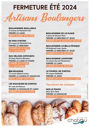 Fermeture estivale des artisans boulangers et terminaux de cuisson