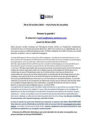 Appel Aux Communications Sirh 2024