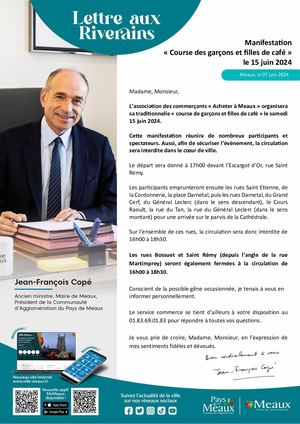 Lettre aux riverains de Meaux : Course des garçons et filles de café