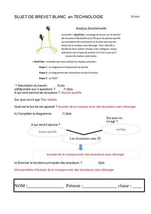 Brevet Blanc Ecouteur Sans Fil Correction