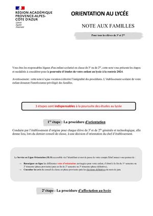 Après la classe de 3ème : guide sur l'affectation dans l'académie de Nice