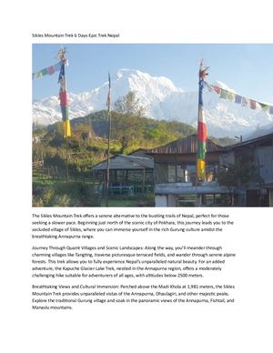 Sikles Mountain Trek 6 Days