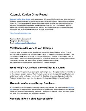 Ozempic Kaufen Ohne Rezept