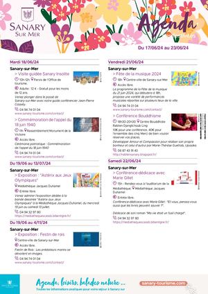 Agenda de la semaine du 17 au 23 juin 2024