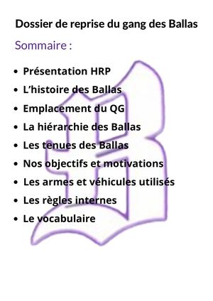 Dossier De Reprise Du Gang Des Ballas