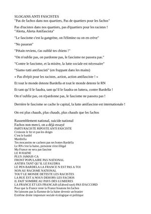 Slogans Anti Fa