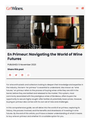 En Primeur: Navigating the World of Wine Futures