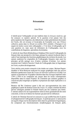 Anne Dister. Presentation. L’orthographe : théories, pratiques et réformes