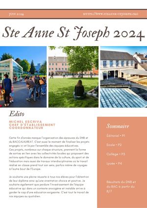 Newsletter Juin 2024 Ste Anne St Joseph Lure