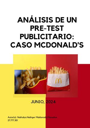Análisis De Un Pre Test Publicitario Caso Mc Donald's