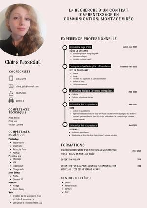 Claire Passedat Cv Alternance
