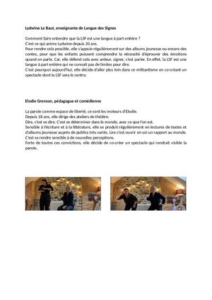 Présentation Elodie Grenson Et Lydwine Le Baut Comme Une Rivière