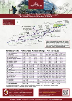 Horaires navettes station été 2024 - Les Contamines