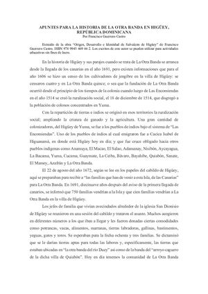 Apuntes Para La Historia De La Otra Banda En Higüey