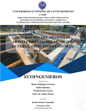Descripción Del Sistema De Abastecimiento Del Municipio Duvergé