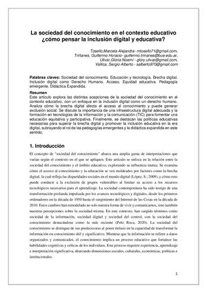 Articulo Final Grupo 9 La Educacion En La Sociedad Del Conocimiento Unsjb