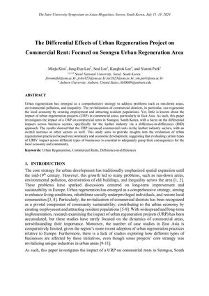 The Differential Effects Of Urban Regeneration Project On Commercial Rent Focused On Seongsu Urban Regenration Area