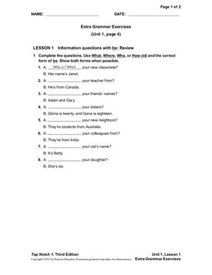 Unit 01 Extra Gram Exercise