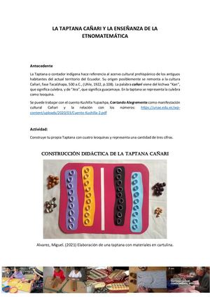 La Taptana Cañari Y La Enseñanza De La Matemática